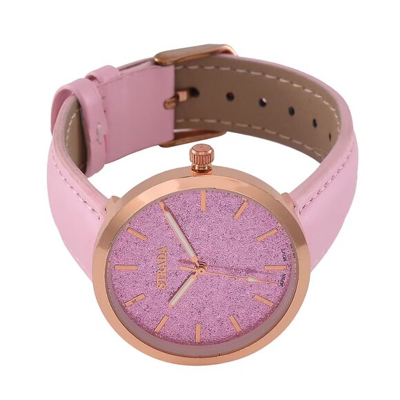 Pink Stardust Dial Japanese Movement Watch with Pink Strap by Strada - Picture 2 of 3